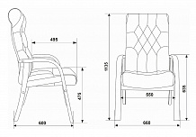 Фото: Конференц-кресло Бюрократ T-9928WALNUT-CF, опоры дерево, стежка, нат. кожа